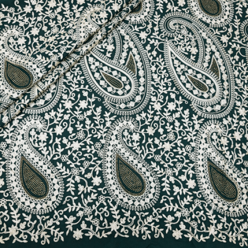 پارچه حریر سوزن دوزی هندی 5 رنگ یشمی 