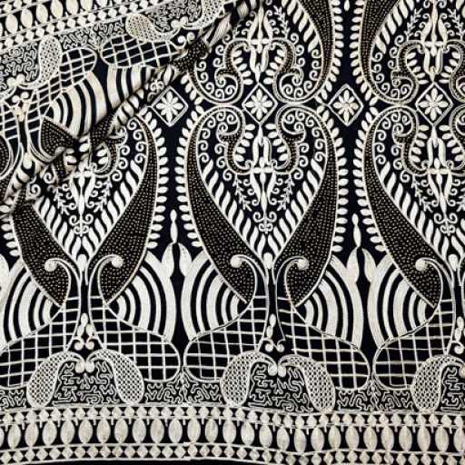 پارچه حریر سوزن دوزی هندی 8 رنگ مشکی 