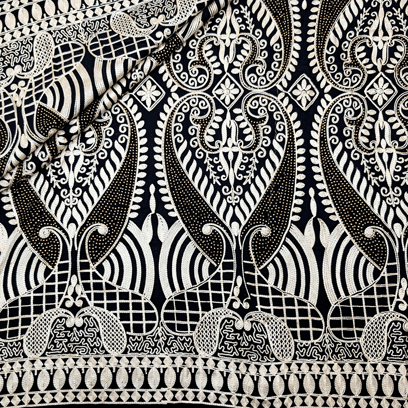 پارچه حریر سوزن دوزی هندی 8 رنگ مشکی 