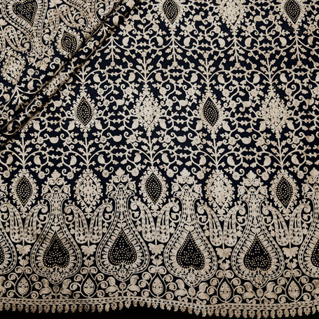 پارچه حریر سوزن دوزی هندی 9 رنگ مشکی 