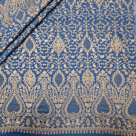 پارچه حریر سوزن دوزی هندی 9 رنگ درباری 