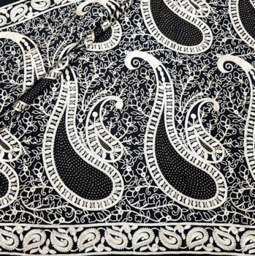 پارچه حریر سوزن دوزی هندی 11 رنگ مشکی 