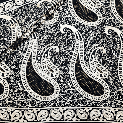 پارچه حریر سوزن دوزی هندی 11 رنگ مشکی 