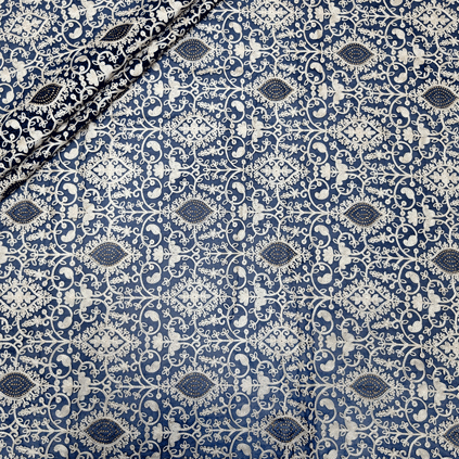 پارچه حریر سوزن دوزی هندی 4 رنگ سرمه ای 