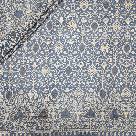 پارچه حریر سوزن دوزی هندی 9 رنگ طوسی آبی 