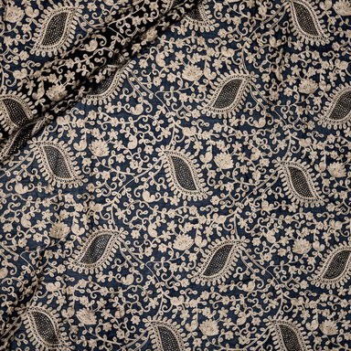 پارچه حریر سوزن دوزی هندی 13 رنگ مشکی 