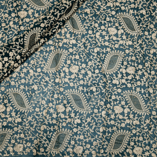 پارچه حریر سوزن دوزی هندی 13 رنگ یشمی 