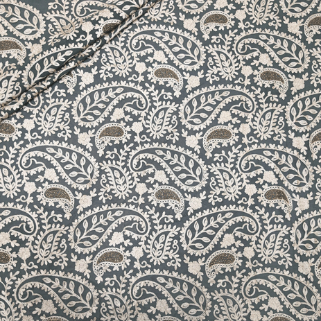 پارچه حریر سوزن دوزی هندی 19 رنگ طوسی 