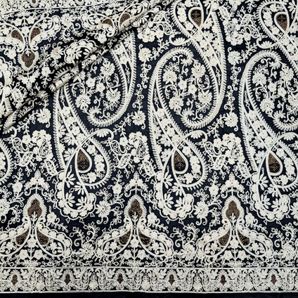 پارچه حریر سوزن دوزی هندی 22 رنگ مشکی 