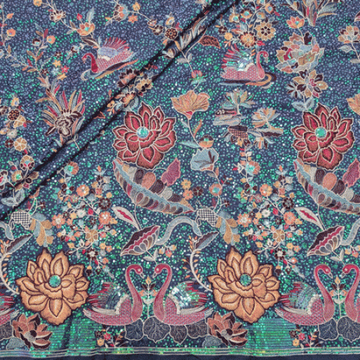 پارچه لینن جین سوزن دوزی رنگ 7-2 