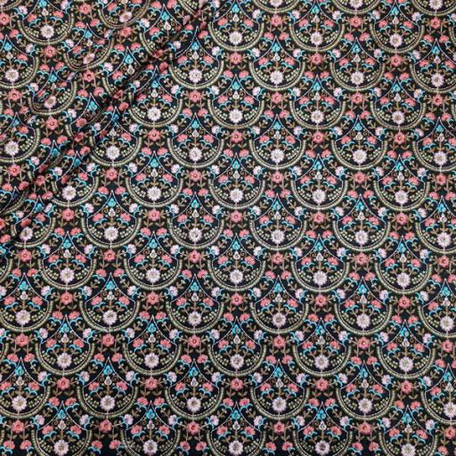 پارچه لینن سوزن دوزی دهلی 125 رنگ 3 مشکی 