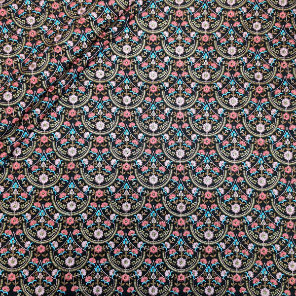 پارچه لینن سوزن دوزی دهلی 125 رنگ 3 مشکی 