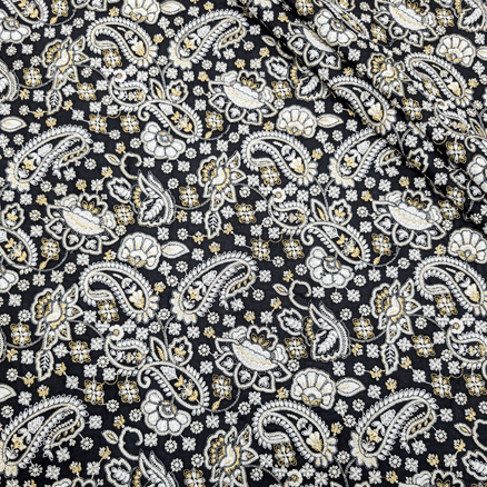 پارچه لینن سوزن دوزی هندی 142 رنگ مشکی 