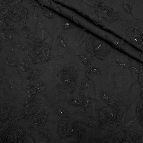 پارچه لینن سوزن دوزی هندی 143 رنگ مشکی 