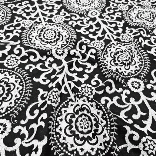 پارچه لینن سوزن دوزی هندی 146 رنگ سفید مشکی 