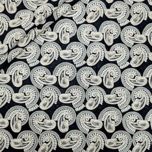 پارچه لینن سوزن دوزی هندی 151 رنگ سفید مشکی 