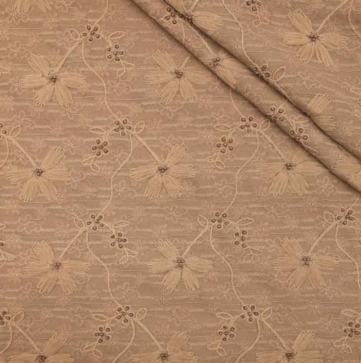 پارچه دانتل کار شده پشت آستر رنگ نسکافه ای 2 