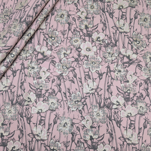 پارچه ژاکارد پنبه 4095 رنگ صورتی طوسی 