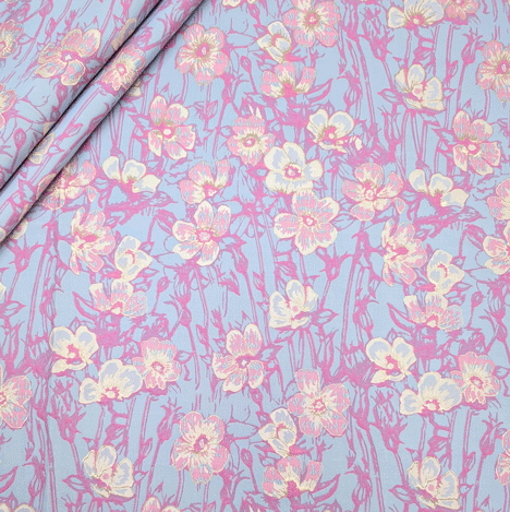 پارچه ژاکارد پنبه 4095 رنگ آسمانی سرخابی 