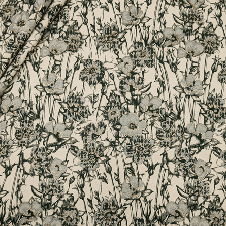 پارچه ژاکارد پنبه 4095 رنگ یشمی کرم 