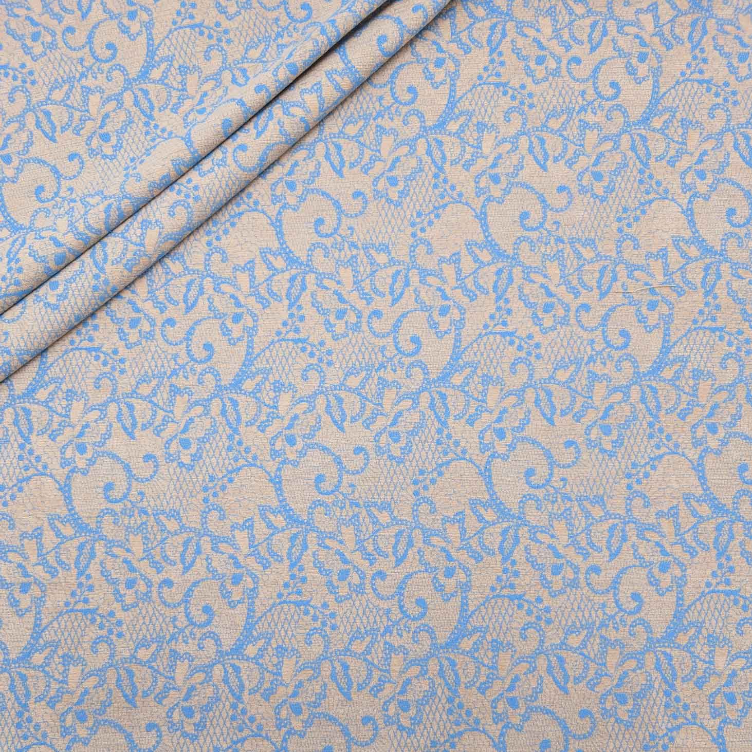 پارچه ژاکارد بوکله 223 رنگ آسمانی کرم 