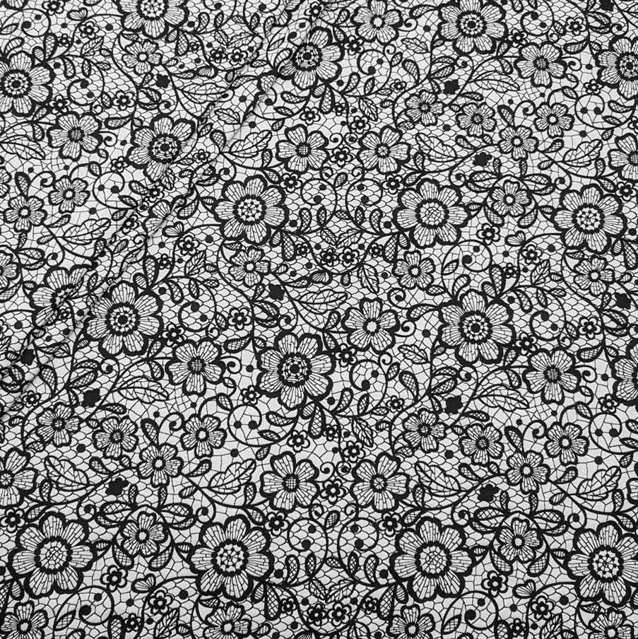 پارچه ژاکارد کتان دورو 227 رنگ سفید مشکی 