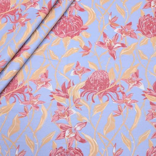 پارچه ژاکارد پنبه p4051 رنگ آسمانی سرخابی 