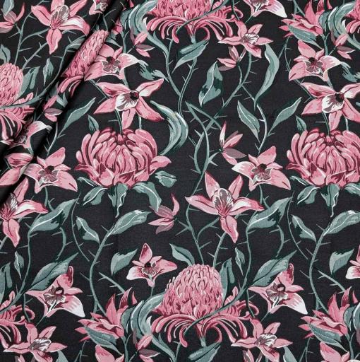 پارچه ژاکارد پنبه p4051 رنگ مشکی گوشتی 