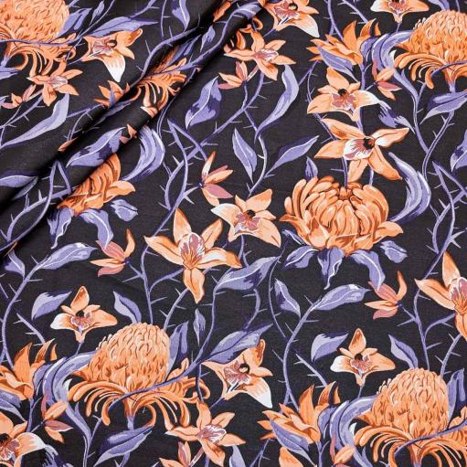 پارچه ژاکارد پنبه p4051 رنگ سرمه ای نارنجی 