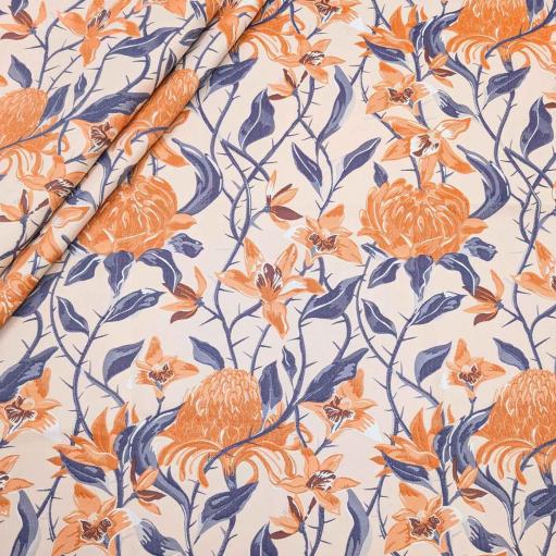 پارچه ژاکارد پنبه p4051 رنگ کرم نارنجی 