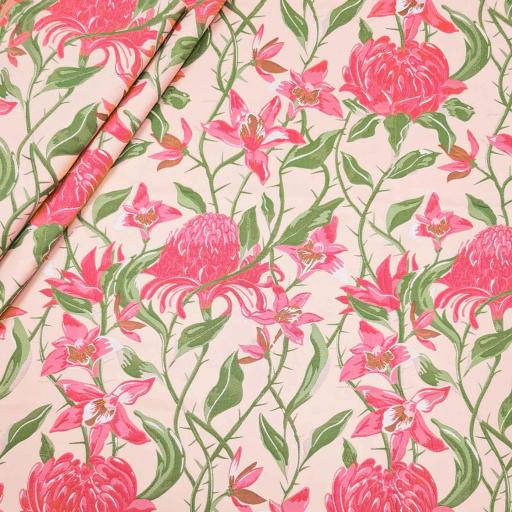 پارچه ژاکارد پنبه p4051 رنگ کرم سرخابی 