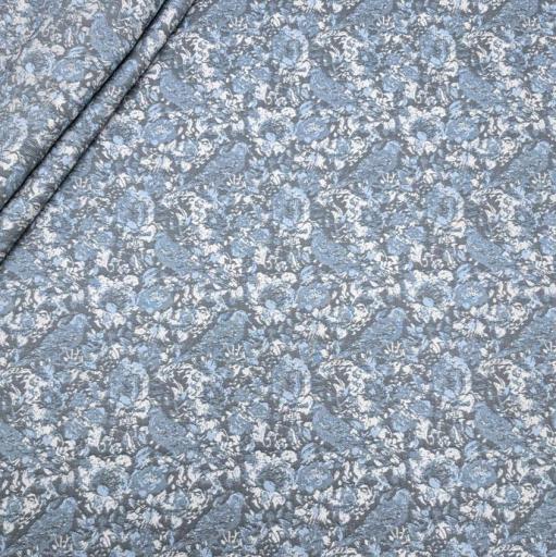 پارچه ژاکارد پنبه  p4069 رنگ طوسی آبی 