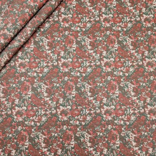پارچه ژاکارد پنبه  p4069 رنگ یشمی قرمز 