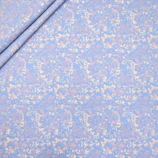 پارچه ژاکارد پنبه  p4069 رنگ آسمانی یاسی 