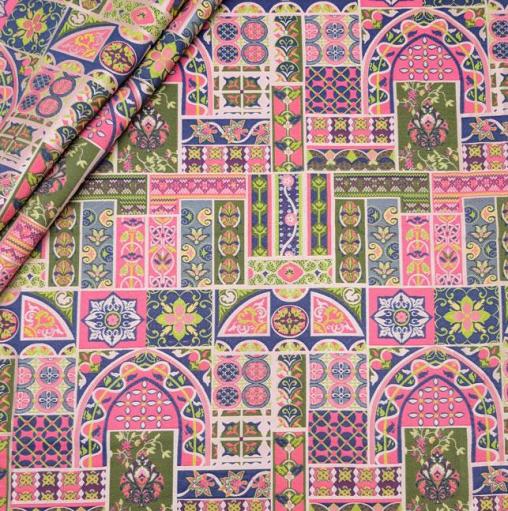 پارچه ژاکارد پنبه p4072 رنگ 88-55-89 