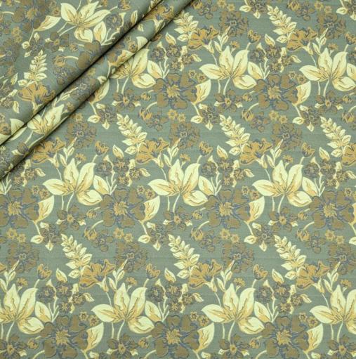 پارچه ژاکارد پنبه  p4071 رنگ زیتونی لیمویی 