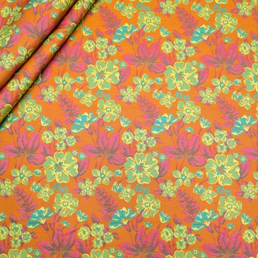 پارچه ژاکارد پنبه  p4071 رنگ نارنجی فسفری 