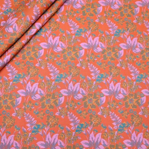 پارچه ژاکارد پنبه  p4071 رنگ نارنجی صورتی 