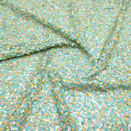 پارچه تور پولک دوزی مولتی رنگ 10 مولتی کالر 