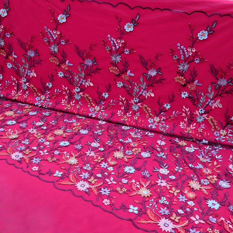 پارچه تور گلدوزی رنگ 1-10 