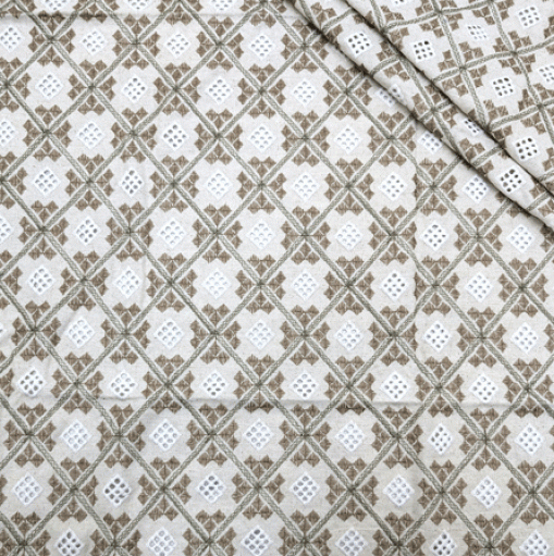 پارچه لینن برودری 18 رنگ کاراملی 