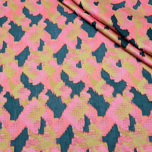 پارچه ژاکارد کسمه ترک 233 رنگ سبز صورتی 