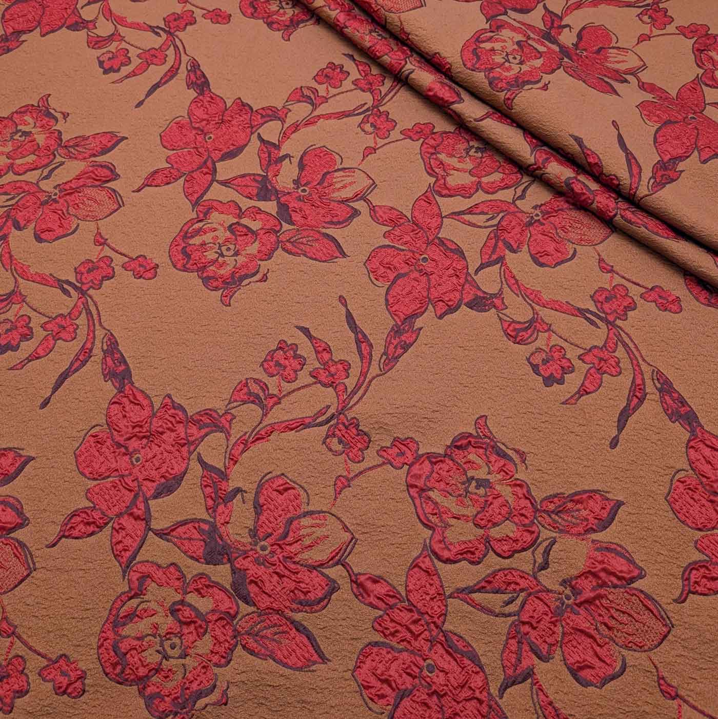 پارچه ژاکارد پفکی ترک 230 رنگ آجری 