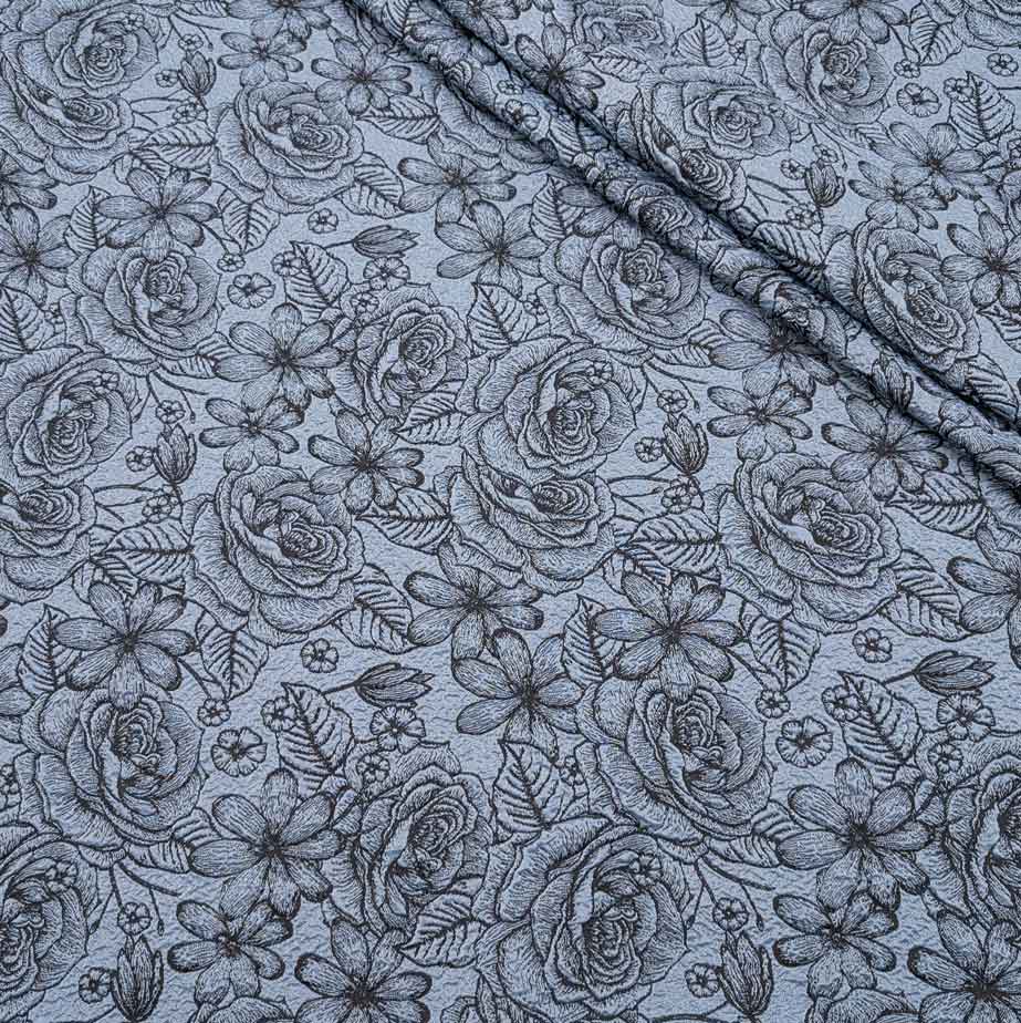 پارچه ژاکارد پفکی ترک 228 رنگ طوسی آبی 