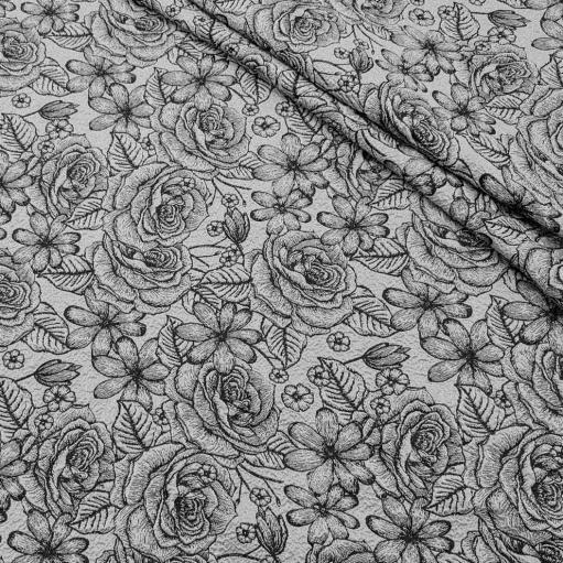 پارچه ژاکارد پفکی ترک 228 رنگ طوسی مشکی 