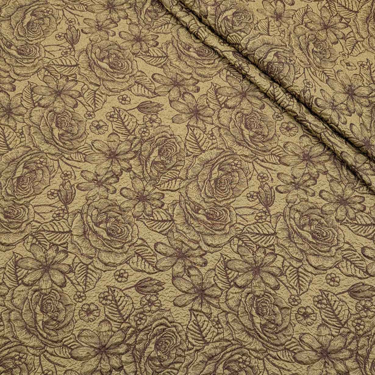 پارچه ژاکارد پفکی ترک 228 رنگ کهربایی 