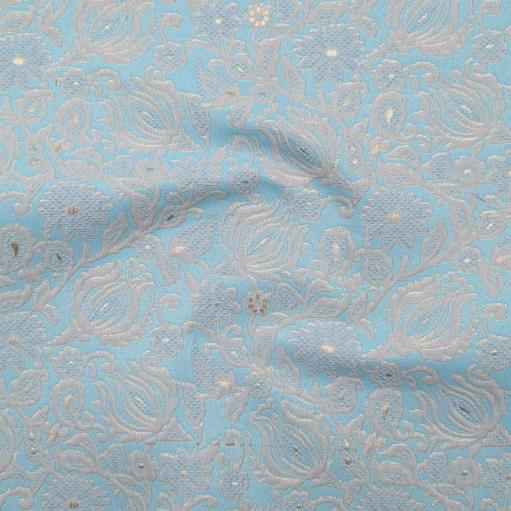 پارچه ژاکارد پنبه لمه 4094 رنگ آسمانی 