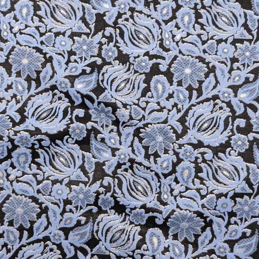 پارچه ژاکارد پنبه لمه 4094 رنگ مشکی آبی 