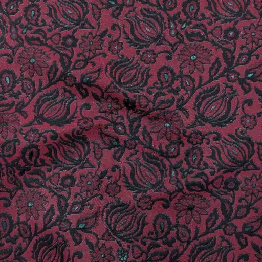 پارچه ژاکارد پنبه لمه 4094 رنگ زرشکی مشکی 