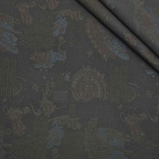 پارچه ژاکارد کتان 234 رنگ طوسی سبز 